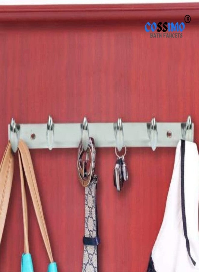 Cossimo علاقة ملابس كوسيمو المصنوعة من الفولاذ المقاوم للصدأ بستة دبابيس، علاقة ملابس مثبتة على الحائط للحمام، خطاف جداري للملابس، خطافات باب لتعليق المفاتيح والملابس والمناشف (عبوة من قطعتين) - Image 3